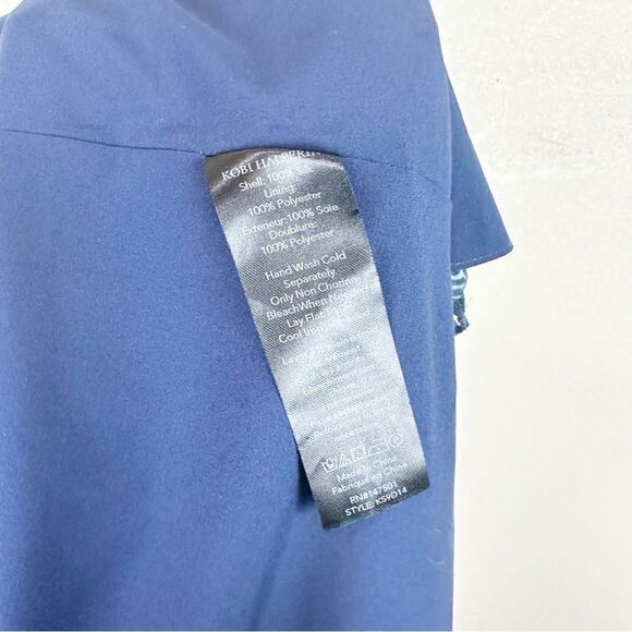 Kobi Halperin Navy Floral Silk Midi Sequin Cocktail Shawl Dress Small - Picture 9 of 10